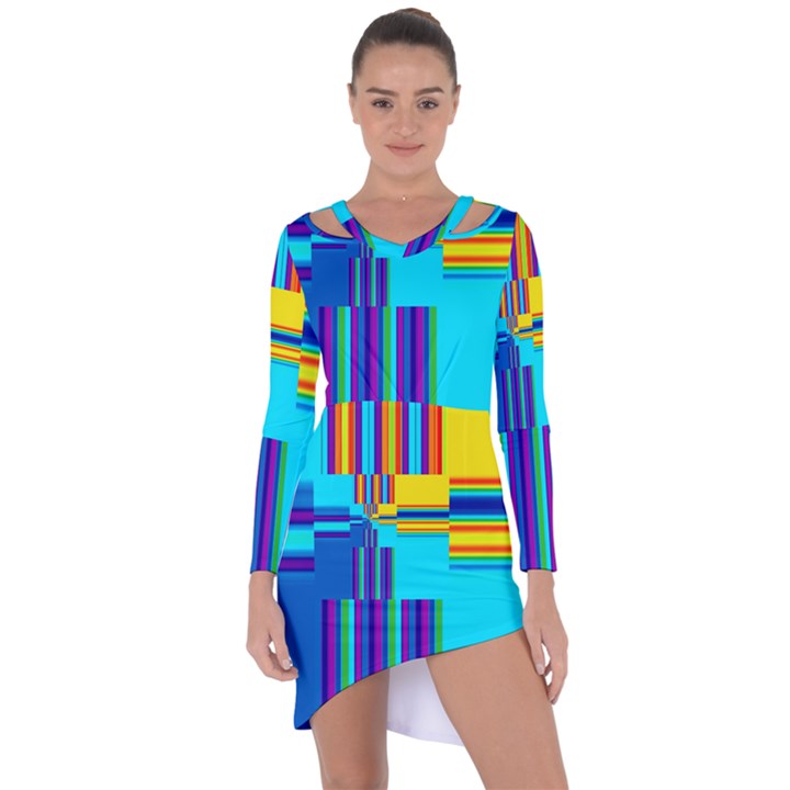 Colorful Endless Window Asymmetric Cut-Out Shift Dress