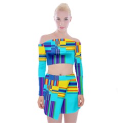 Colorful Endless Window Off Shoulder Top With Skirt Set by designworld65