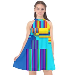 Colorful Endless Window Halter Neckline Chiffon Dress  by designworld65