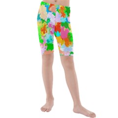 Colorful Summer Splash Kids  Mid Length Swim Shorts