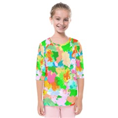 Colorful Summer Splash Kids  Quarter Sleeve Raglan Tee