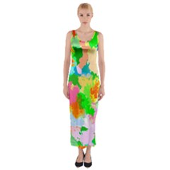 Colorful Summer Splash Fitted Maxi Dress