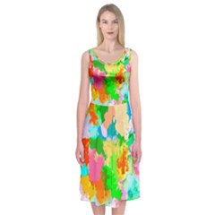 Colorful Summer Splash Midi Sleeveless Dress by designworld65