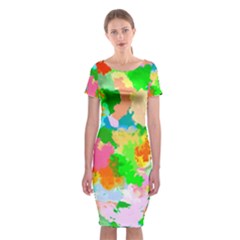 Colorful Summer Splash Classic Short Sleeve Midi Dress by designworld65