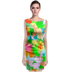 Colorful Summer Splash Sleeveless Velvet Midi Dress by designworld65