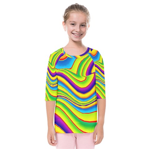 Summer Wave Colors Kids  Quarter Sleeve Raglan Tee by designworld65