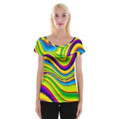 Summer Wave Colors Cap Sleeve Tops by designworld65