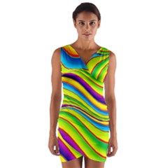 Summer Wave Colors Wrap Front Bodycon Dress by designworld65