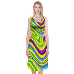 Summer Wave Colors Midi Sleeveless Dress by designworld65