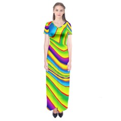 Summer Wave Colors Short Sleeve Maxi Dress by designworld65