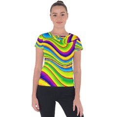 Summer Wave Colors Short Sleeve Sports Top 