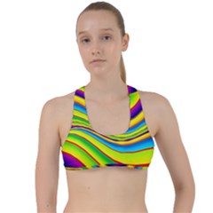 Summer Wave Colors Criss Cross Racerback Sports Bra by designworld65