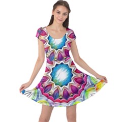 Sunshine Feeling Mandala Cap Sleeve Dress by designworld65