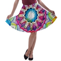 Sunshine Feeling Mandala A-line Skater Skirt by designworld65