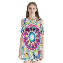 Sunshine Feeling Mandala Shoulder Cutout Velvet  One Piece