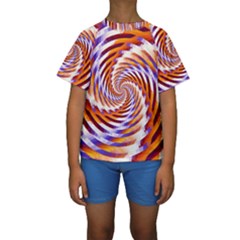 Woven Colorful Waves Kids  Short Sleeve Swimwear by designworld65