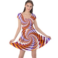 Woven Colorful Waves Cap Sleeve Dress by designworld65