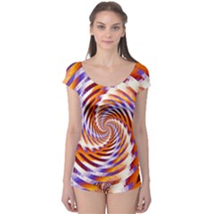 Woven Colorful Waves Boyleg Leotard  by designworld65