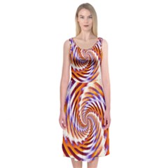 Woven Colorful Waves Midi Sleeveless Dress by designworld65