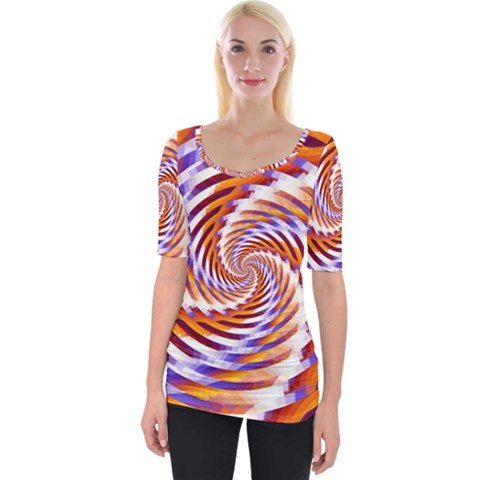 Woven Colorful Waves Wide Neckline Tee by designworld65