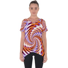 Woven Colorful Waves Cut Out Side Drop Tee by designworld65