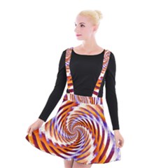 Woven Colorful Waves Suspender Skater Skirt by designworld65