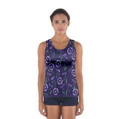 Floral Violet Purple Sport Tank Top  by BubbSnugg