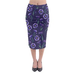 Floral Violet Purple Midi Pencil Skirt by BubbSnugg