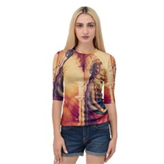 Fantasy Art Painting Magic Woman  Quarter Sleeve Raglan Tee