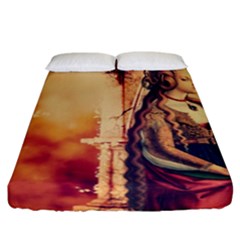 Fantasy Art Painting Magic Woman  Fitted Sheet (california King Size) by paulaoliveiradesign