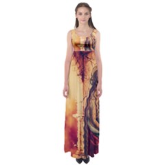 Fantasy Art Painting Magic Woman  Empire Waist Maxi Dress by paulaoliveiradesign