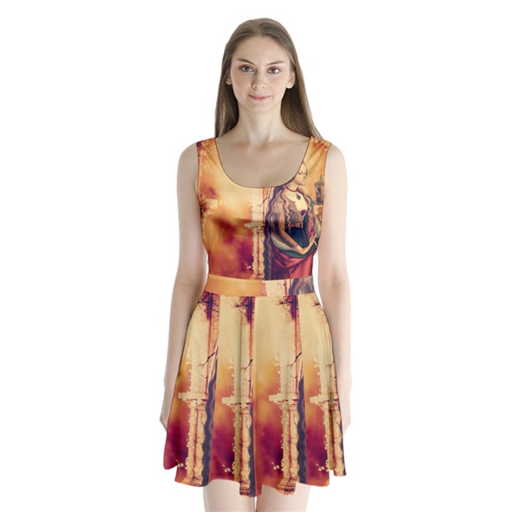 Fantasy Art Painting Magic Woman  Split Back Mini Dress 