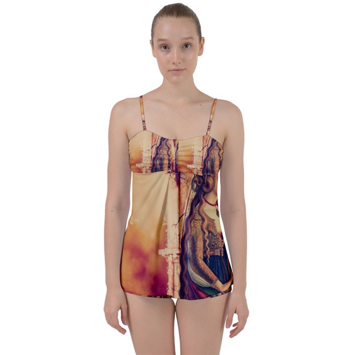 Fantasy Art Painting Magic Woman  Babydoll Tankini Set