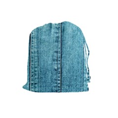 Denim Jeans Fabric Texture Drawstring Pouches (large)  by paulaoliveiradesign