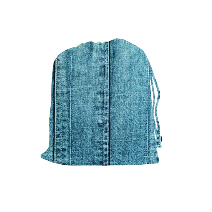 Denim Jeans Fabric Texture Drawstring Pouches (Large) 