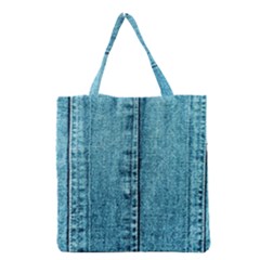 Denim Jeans Fabric Texture Grocery Tote Bag by paulaoliveiradesign