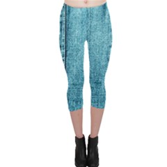 Denim Jeans Fabric Texture Capri Leggings 