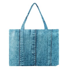 Denim Jeans Fabric Texture Medium Tote Bag by paulaoliveiradesign