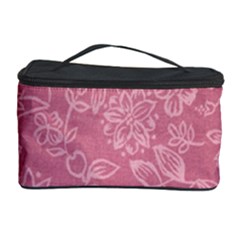 Floral Rose Flower Embroidery Pattern Cosmetic Storage Case by paulaoliveiradesign