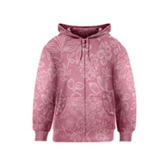 Floral Rose Flower Embroidery Pattern Kids  Zipper Hoodie by paulaoliveiradesign