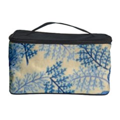 Fabric Embroidery Blue Texture Cosmetic Storage Case by paulaoliveiradesign