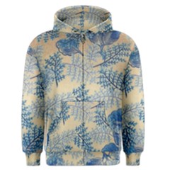 Fabric Embroidery Blue Texture Men s Zipper Hoodie by paulaoliveiradesign