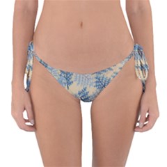 Fabric Embroidery Blue Texture Reversible Bikini Bottom