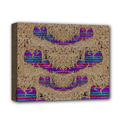 Pearl Lace And Smiles In Peacock Style Deluxe Canvas 14  X 11  by pepitasart