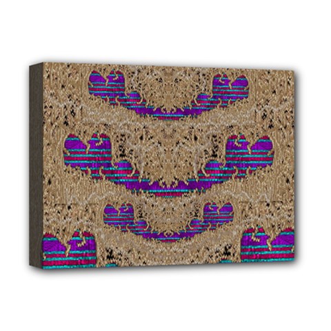 Pearl Lace And Smiles In Peacock Style Deluxe Canvas 16  X 12   by pepitasart