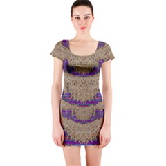 Pearl Lace And Smiles In Peacock Style Short Sleeve Bodycon Dress by pepitasart