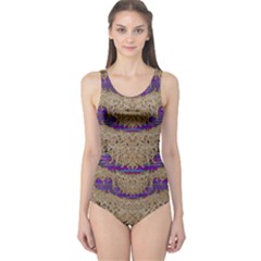 Pearl Lace And Smiles In Peacock Style One Piece Swimsuit by pepitasart