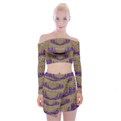 Pearl Lace And Smiles In Peacock Style Off Shoulder Top With Skirt Set by pepitasart