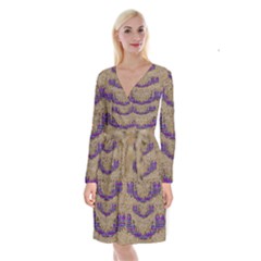 Pearl Lace And Smiles In Peacock Style Long Sleeve Velvet Front Wrap Dress by pepitasart