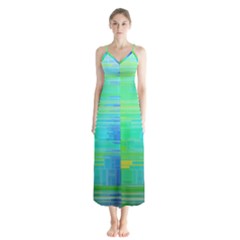 Colors Rainbow Pattern Button Up Chiffon Maxi Dress